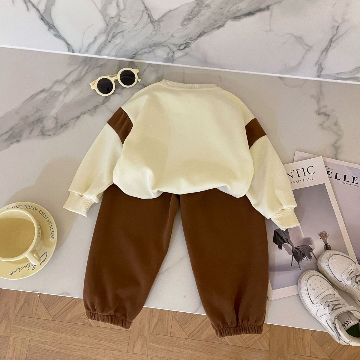 New style boys and girls suits spring and autumn children's clothes autumn clothes baby splicing sweater pants two-piece suit