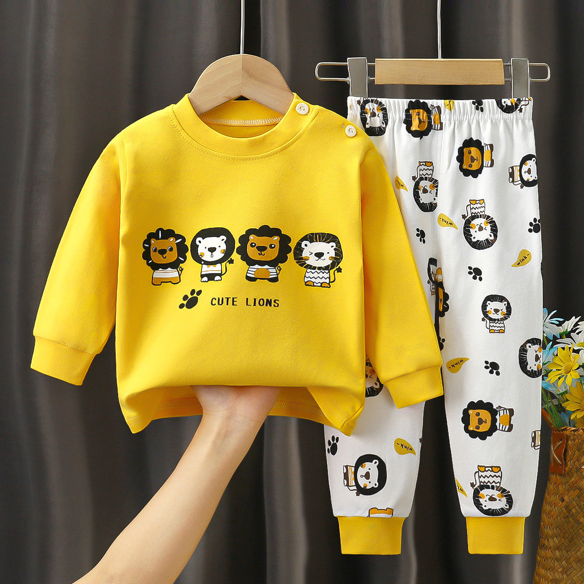 Boys Cartoon Animal Pattern Cotton Homewear Long Sleeve Suit