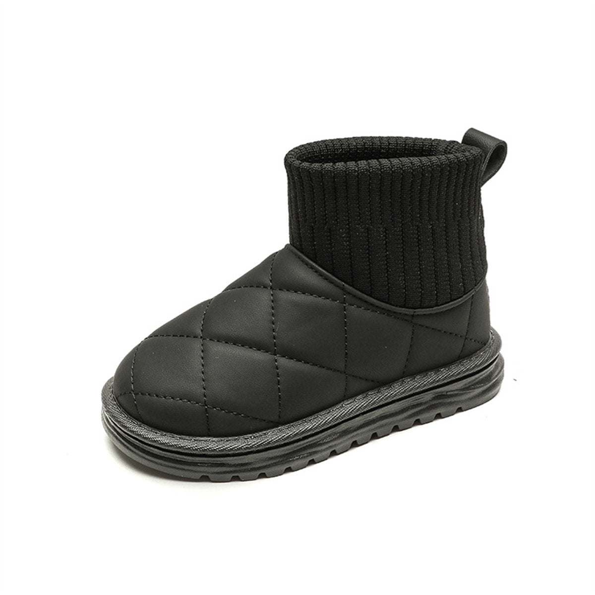 Solid color simple style warm waterproof high top cotton shoes for boys and girls