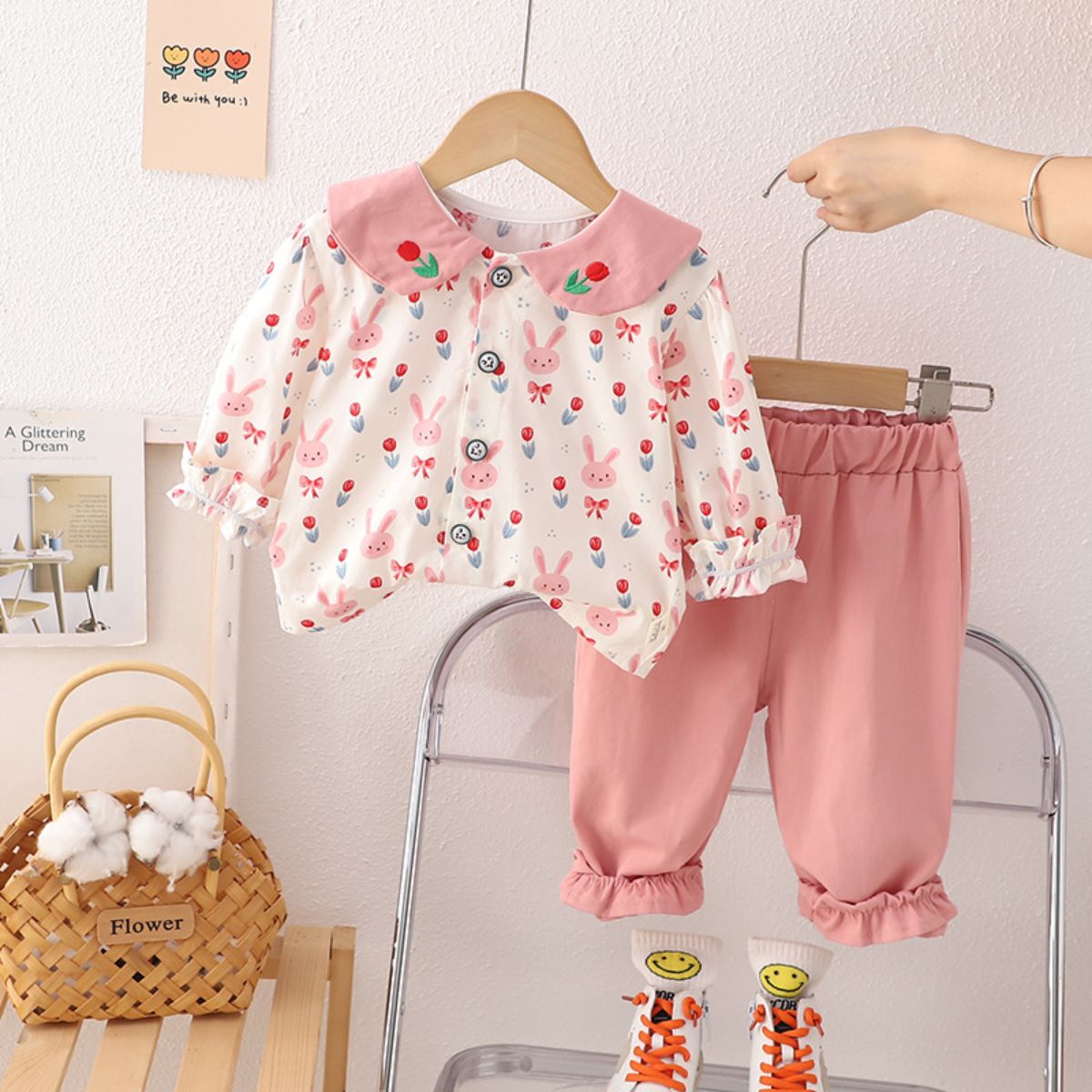 Baby girl spring sweet two-piece suit new style little girl spring and autumn suit children's clothing