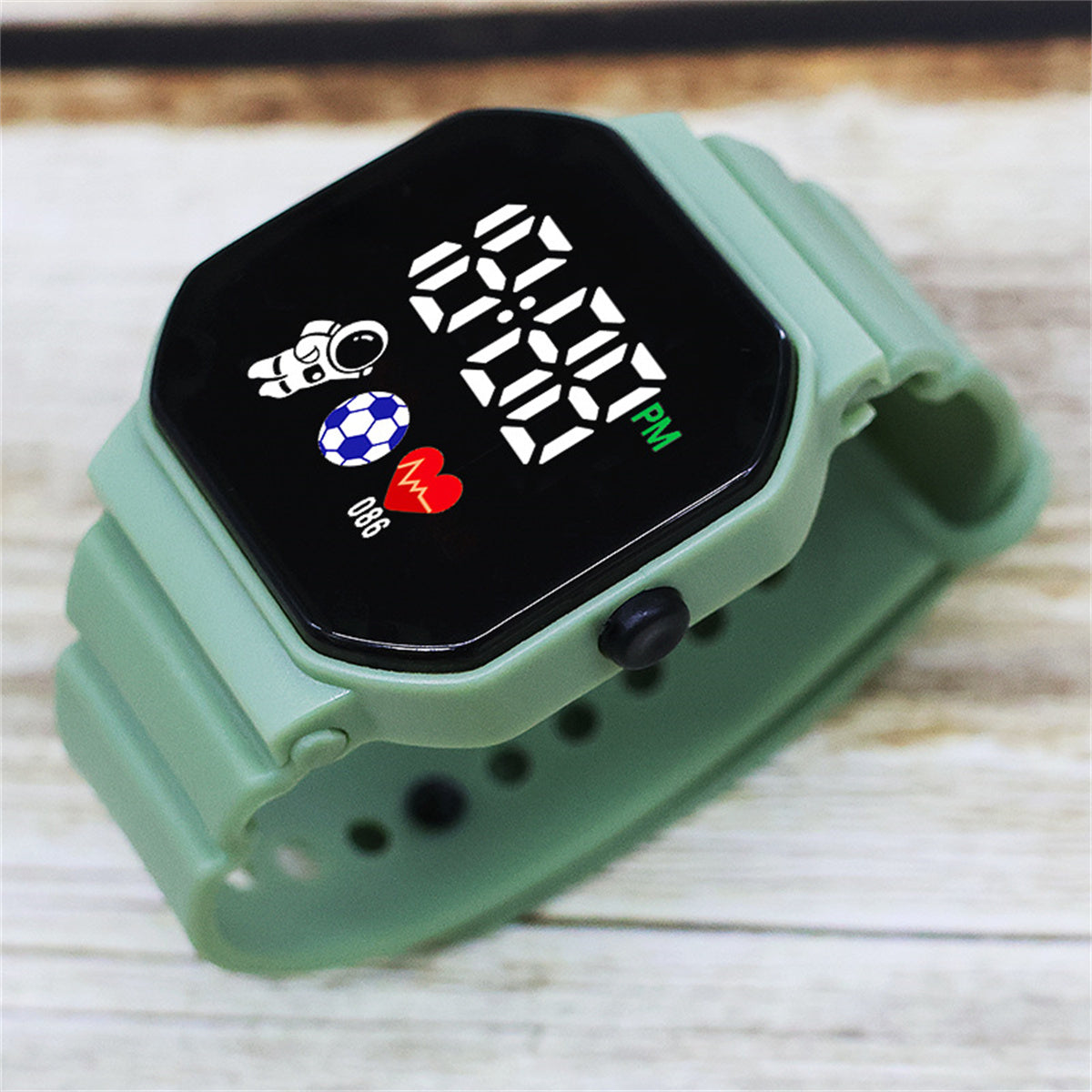 Square Button LED Waterproof Sports Electronic Watch for Kids and Boys