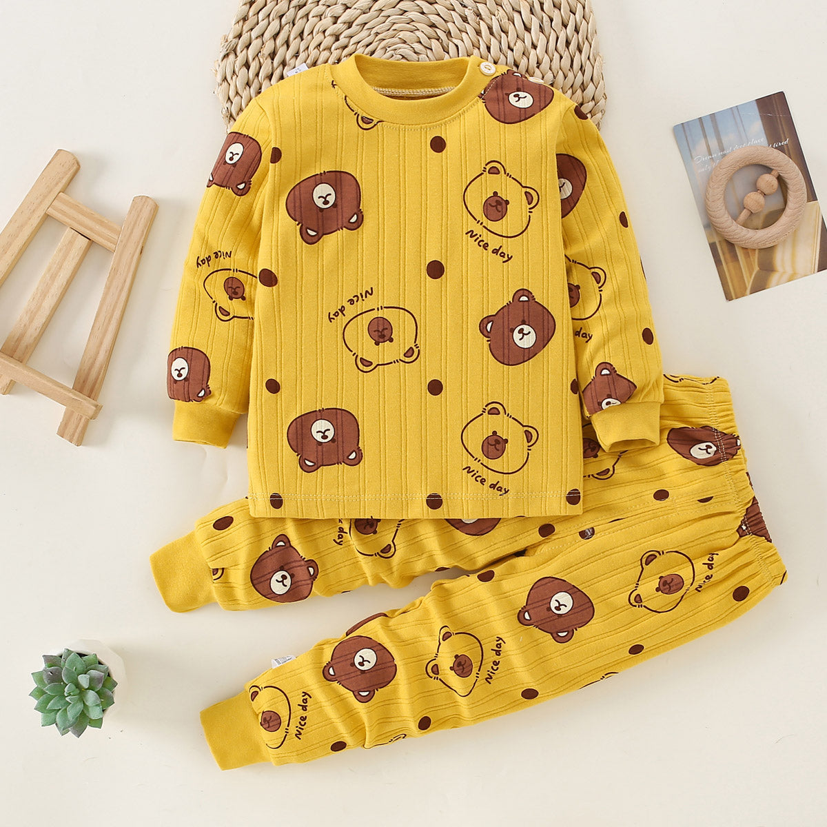 Children's pure cotton autumn clothes and long trousers suits infant baby underwear home clothes suits children's pure cotton autumn clothes suits