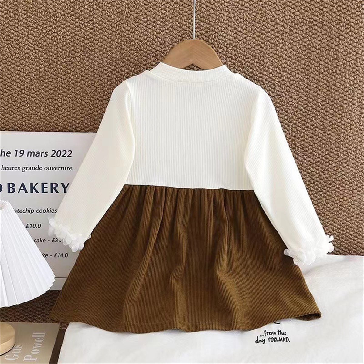 Baby fake two-piece long-sleeved stitching skirt girl dress spring and autumn new children's princess skirt