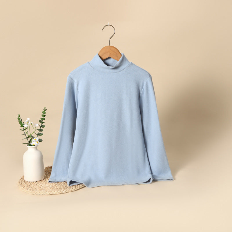 Children's simple cashmere solid color inner long-sleeved T-shirt top