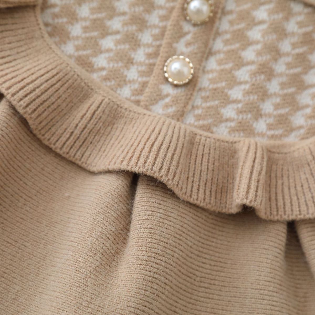 Girls sweater dress autumn and winter new style small fragrance style lace knitted dress baby girl small children's skirt