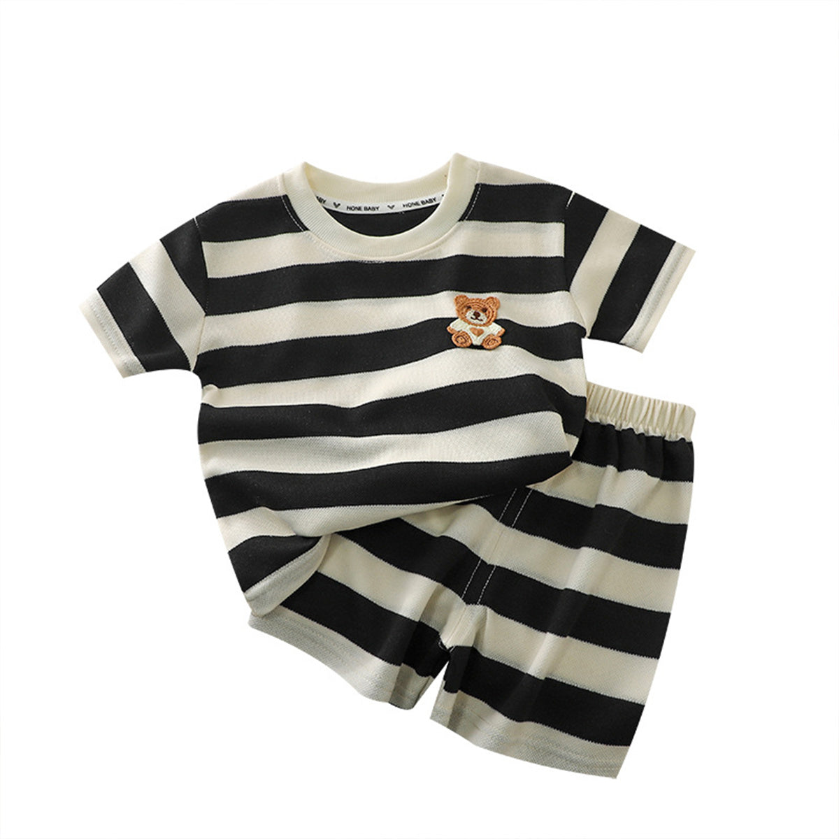 New children's short-sleeved suit striped Korean style children's clothing