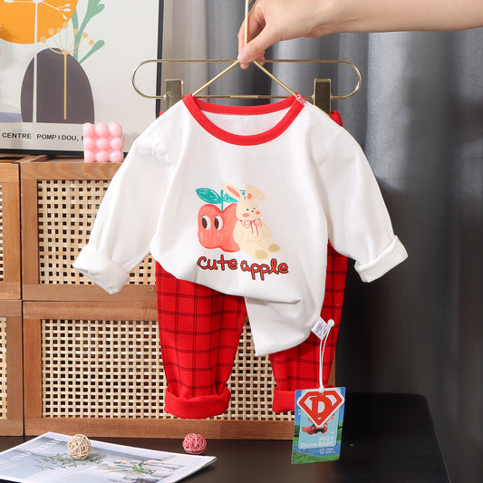 Children's pajamas set home wear cute plaid set