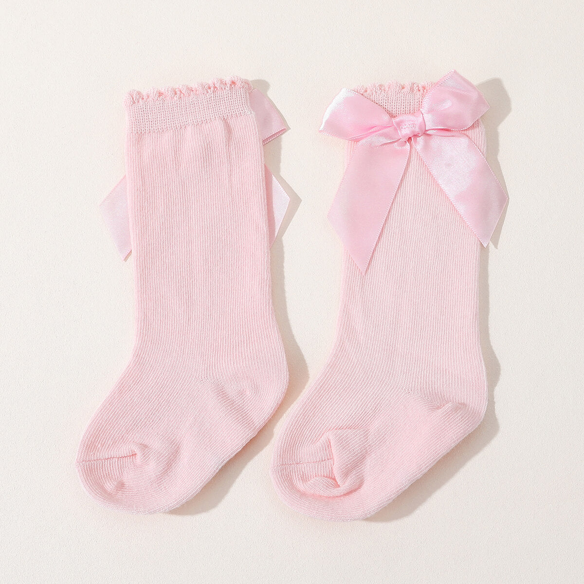 Baby Girl Solid Color Bowknot Decor Socks