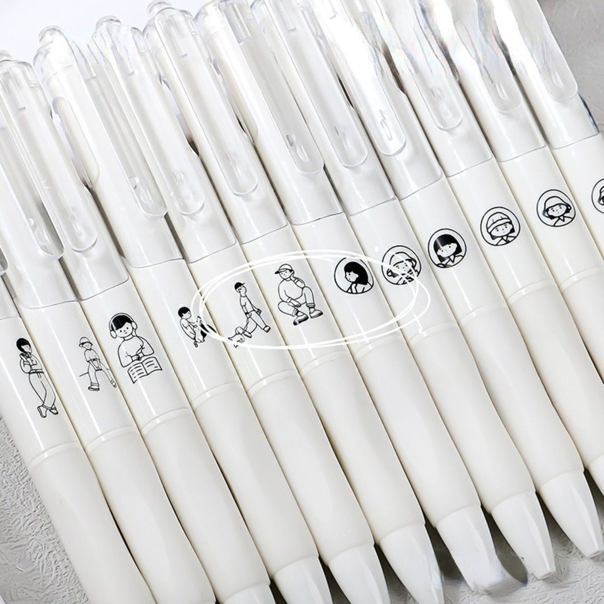 Metaverse White Pen Minimalist Style 6-Pack Press-to-Click Gel Pens