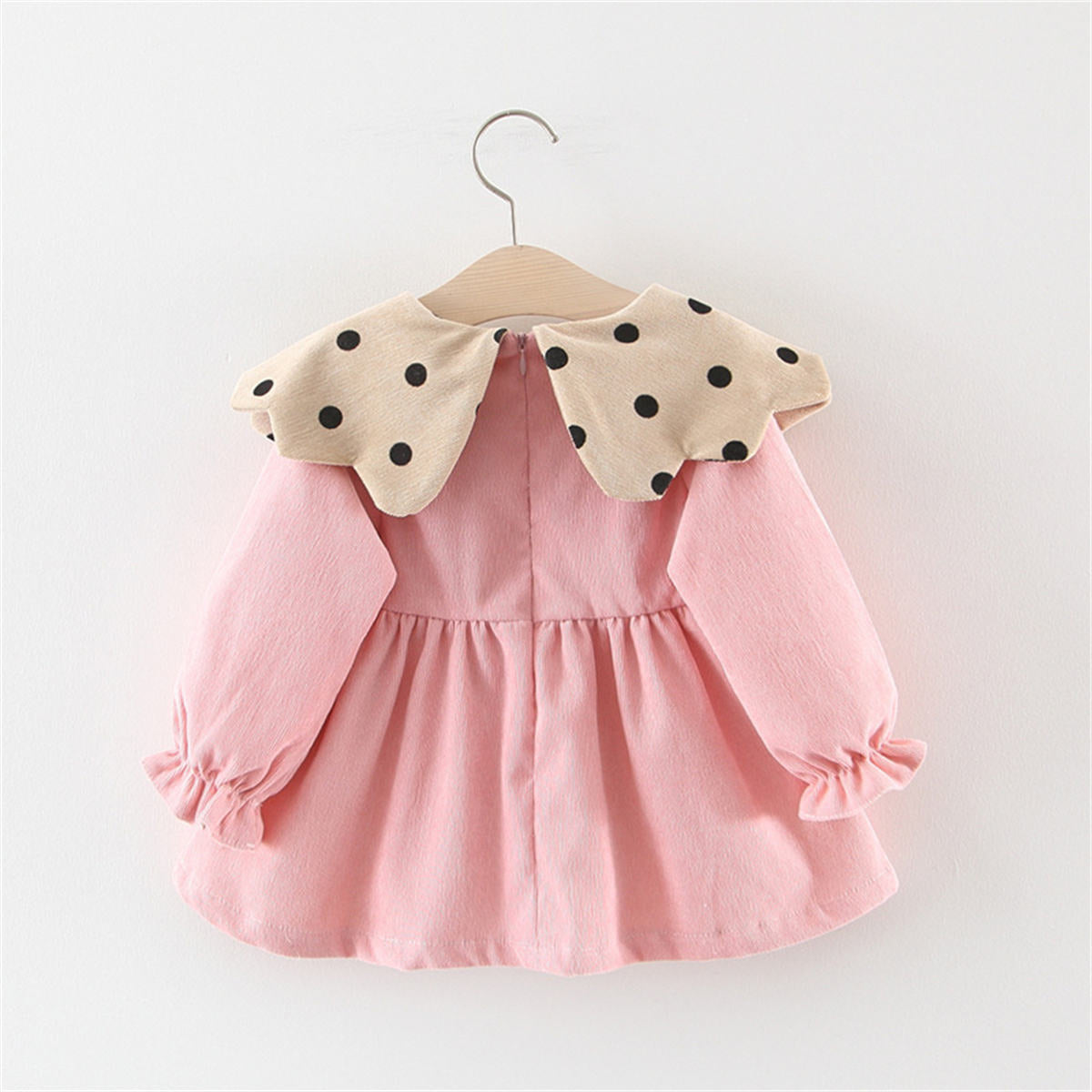 Baby Girls Corduroy Long Sleeve Dress Large Polka Dot Lapel Dress