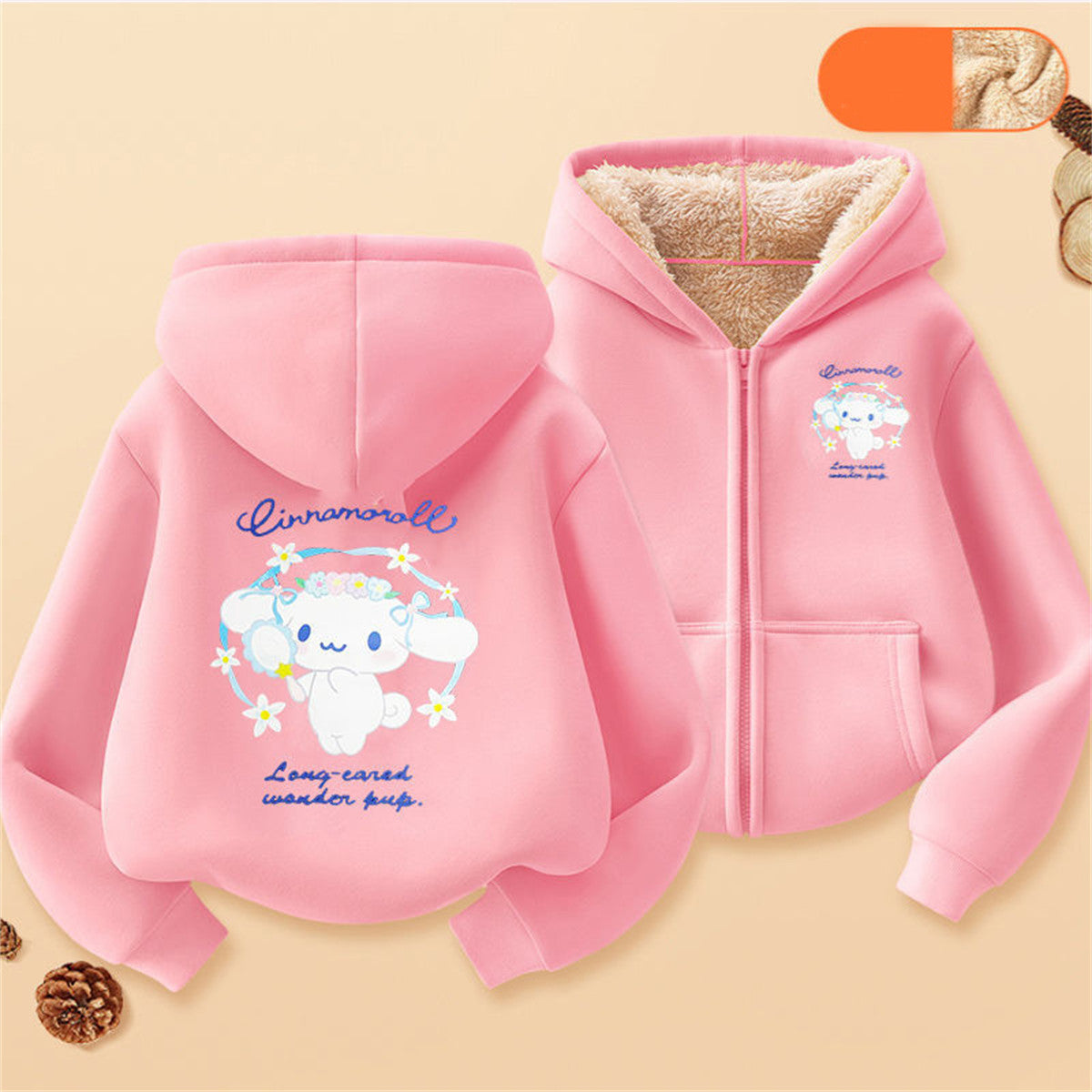 Thick Cartoon Cute Girls Long Sleeve Sweater Jacket Zipper Style