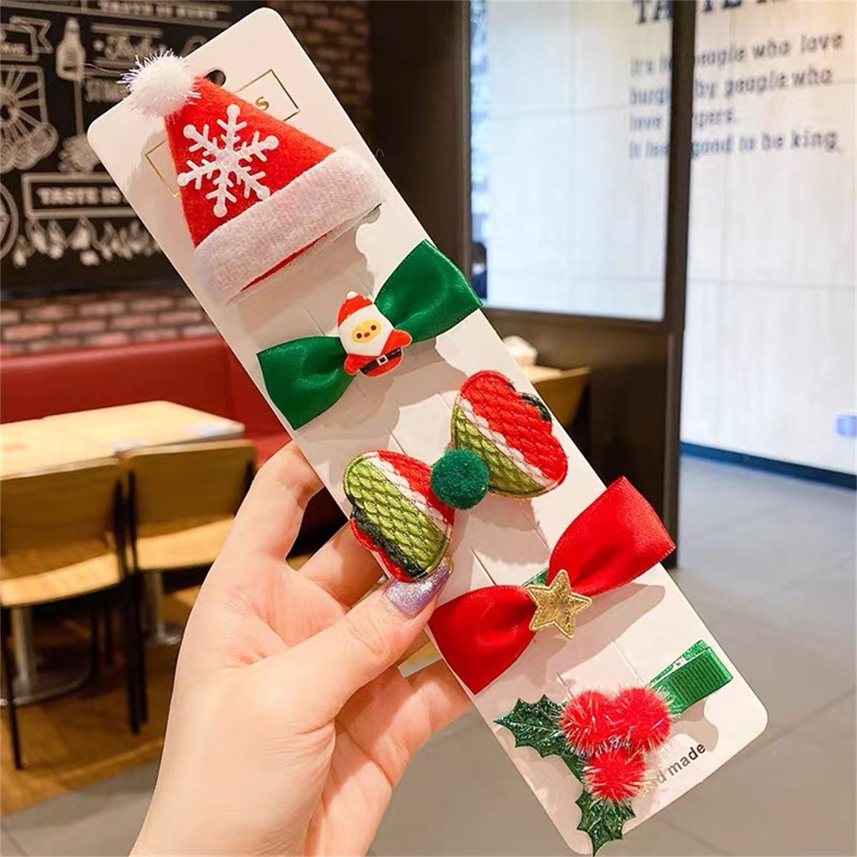 Children's Christmas cute cartoon fabric bell elk snowflake Christmas tree hairpin