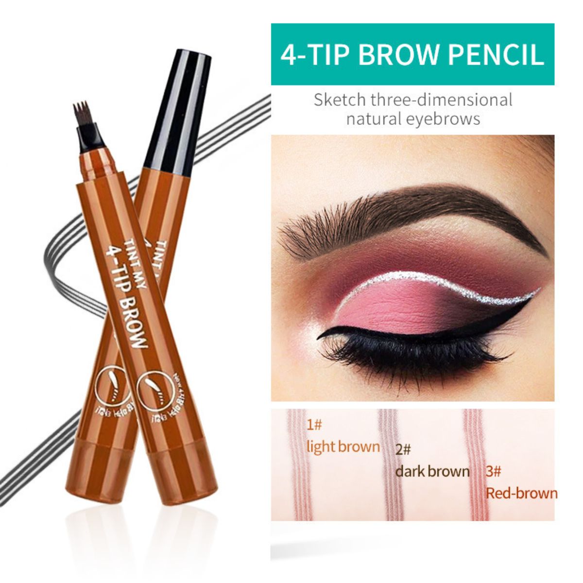 Four-pronged eyebrow pencil waterproof and not easy to fade four-pronged liquid eyebrow pencil straight eyebrow makeup eyebrow pencil