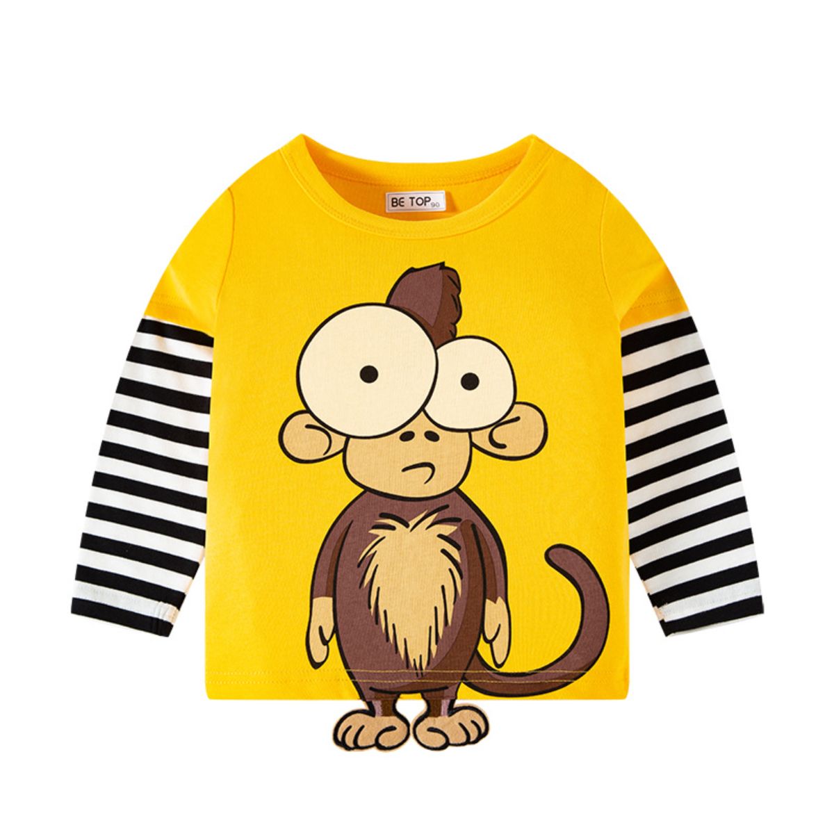 Striped Sleeve 3D Cartoon T-shirt