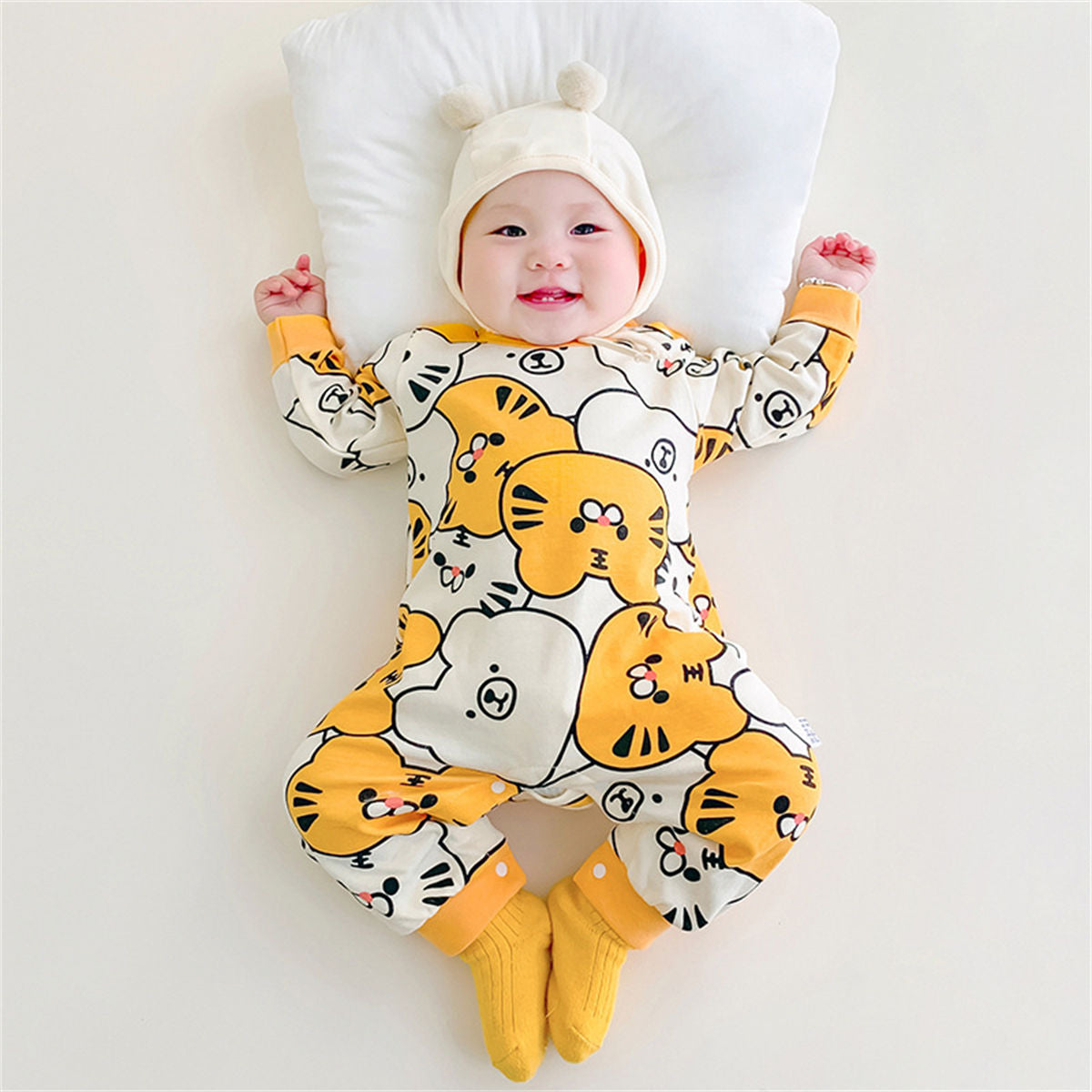 Newborn Double-sided Cartoon Tiger Cotton Romper