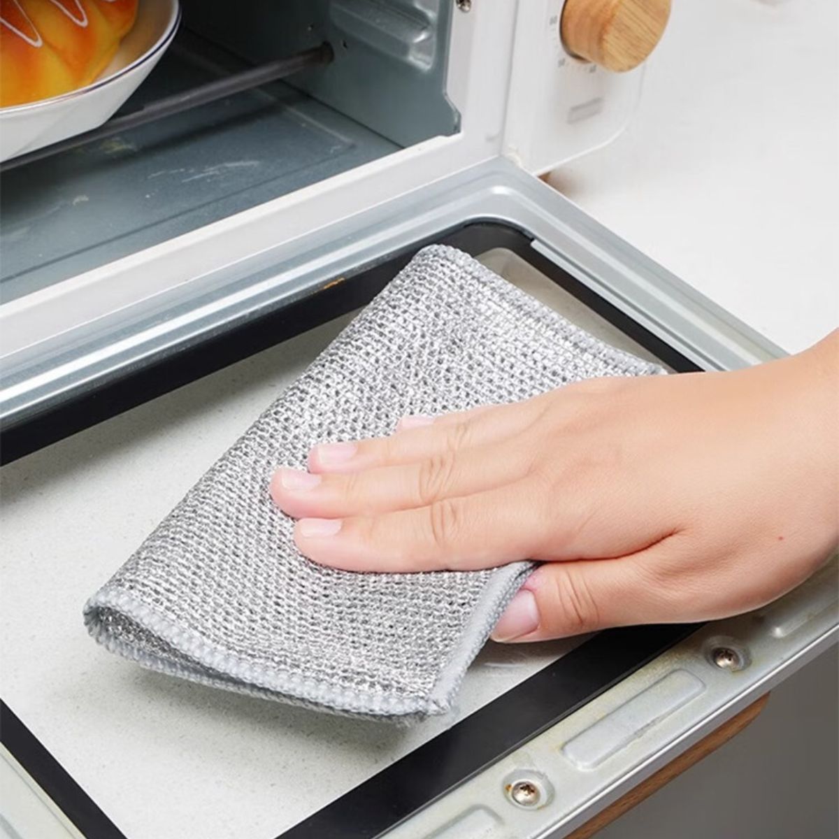 Double-sided silver wire cleaning cloth steel wire dish cloth 6 pieces