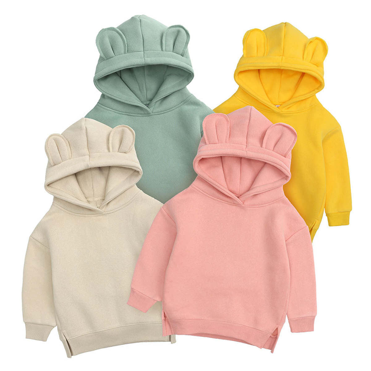 Children&#39;s spring, autumn and winter bear ears hooded fleece sweatshirt