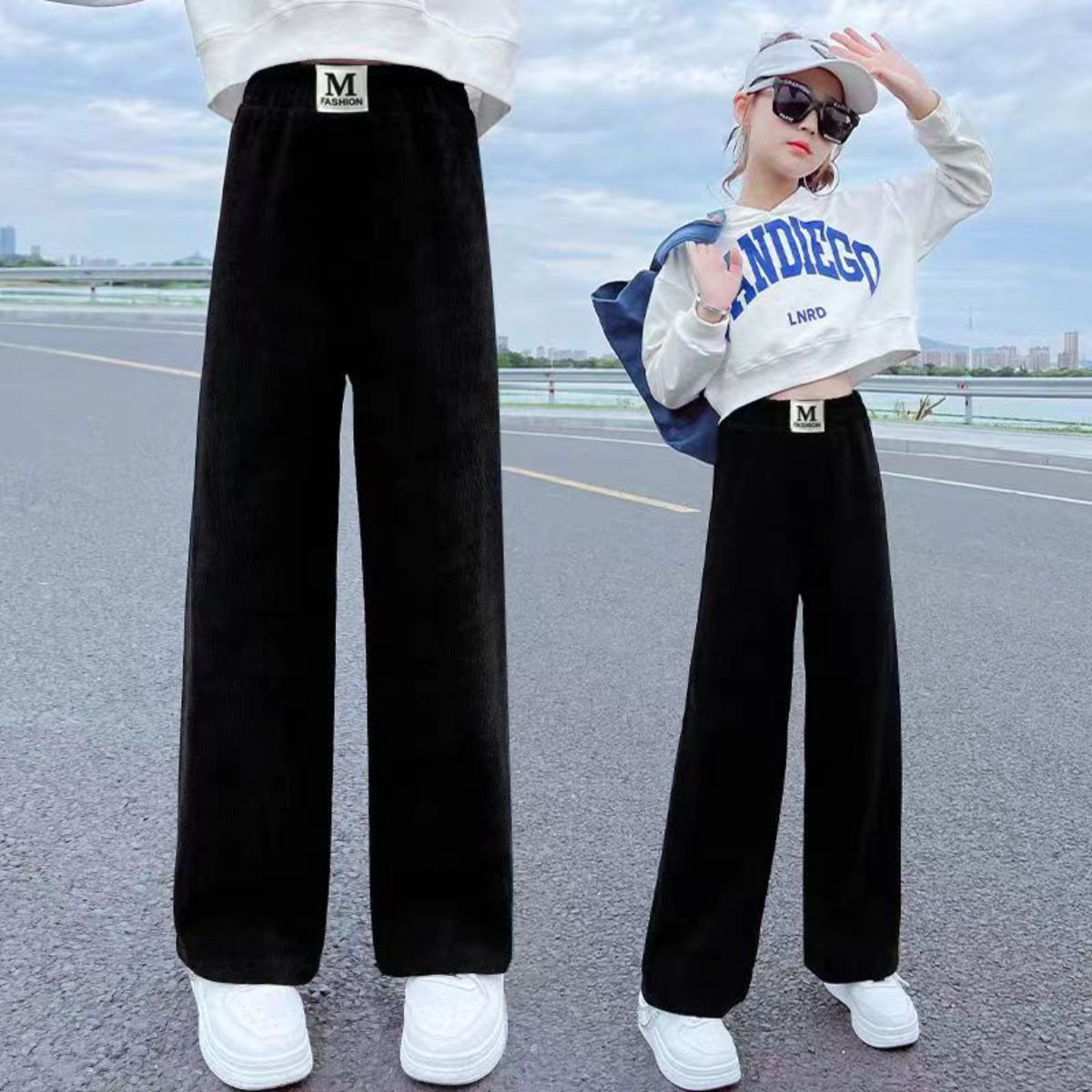 Girls new wide-leg pants children's casual pants summer medium and large children girls thin loose trousers