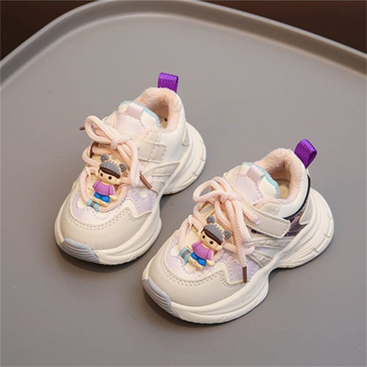 Winter plush and color matching cute doll sports shoes for boys and girls