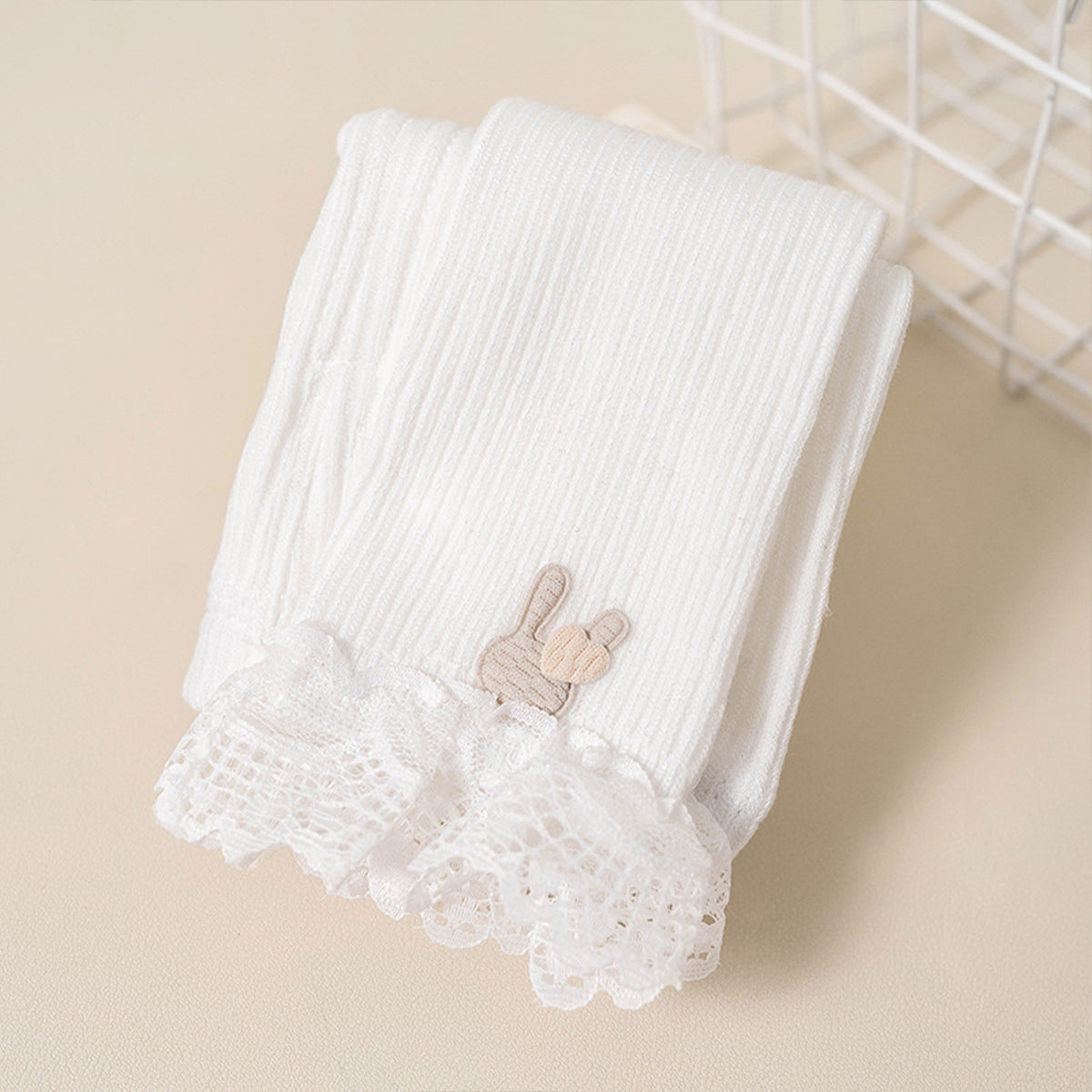 Children's lace bunny cropped leggings