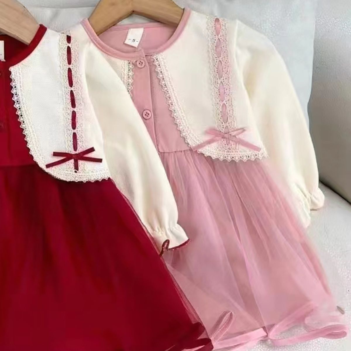 Girls princess dress autumn new style children's gauze skirt children baby girl fake two-piece skirt