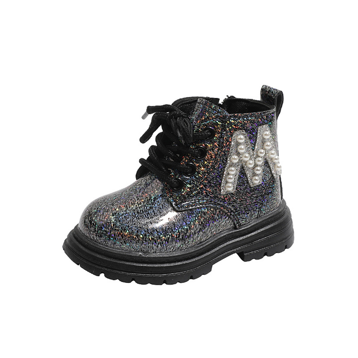 Little girls cool style letter pearl style autumn and winter leisure ladies waterproof Martin boots