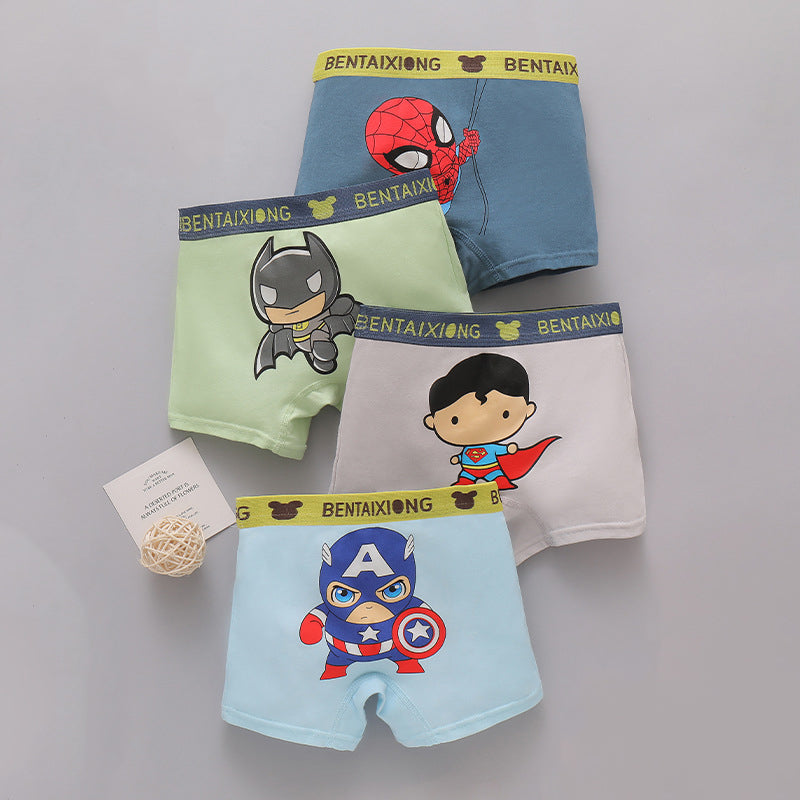 4 Pairs of Children's Underwear Cotton Boys Boxer Shorts