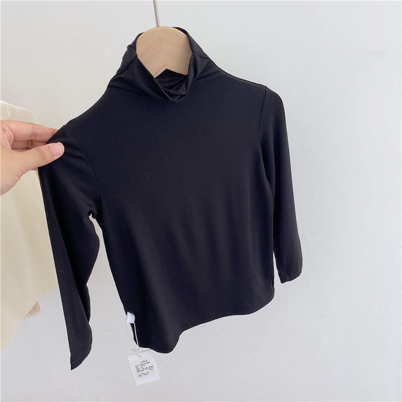 Children&#39;s half turtleneck top versatile casual bottoming shirt