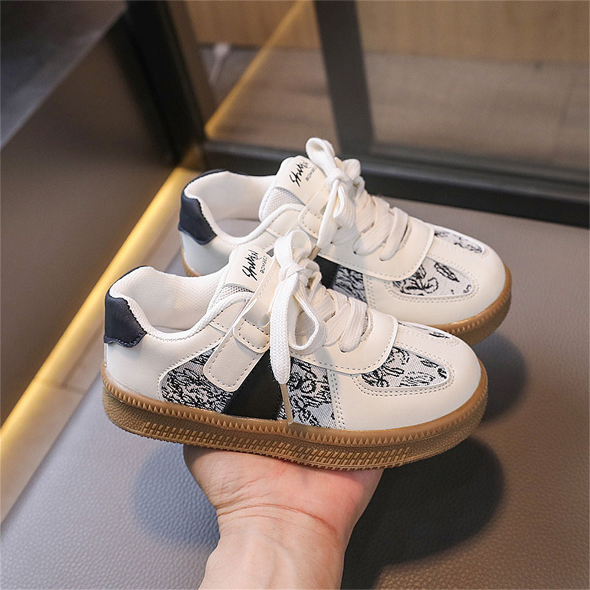 Toddler girls' Dexterity shoes with printed urban style leather low-top sneakers