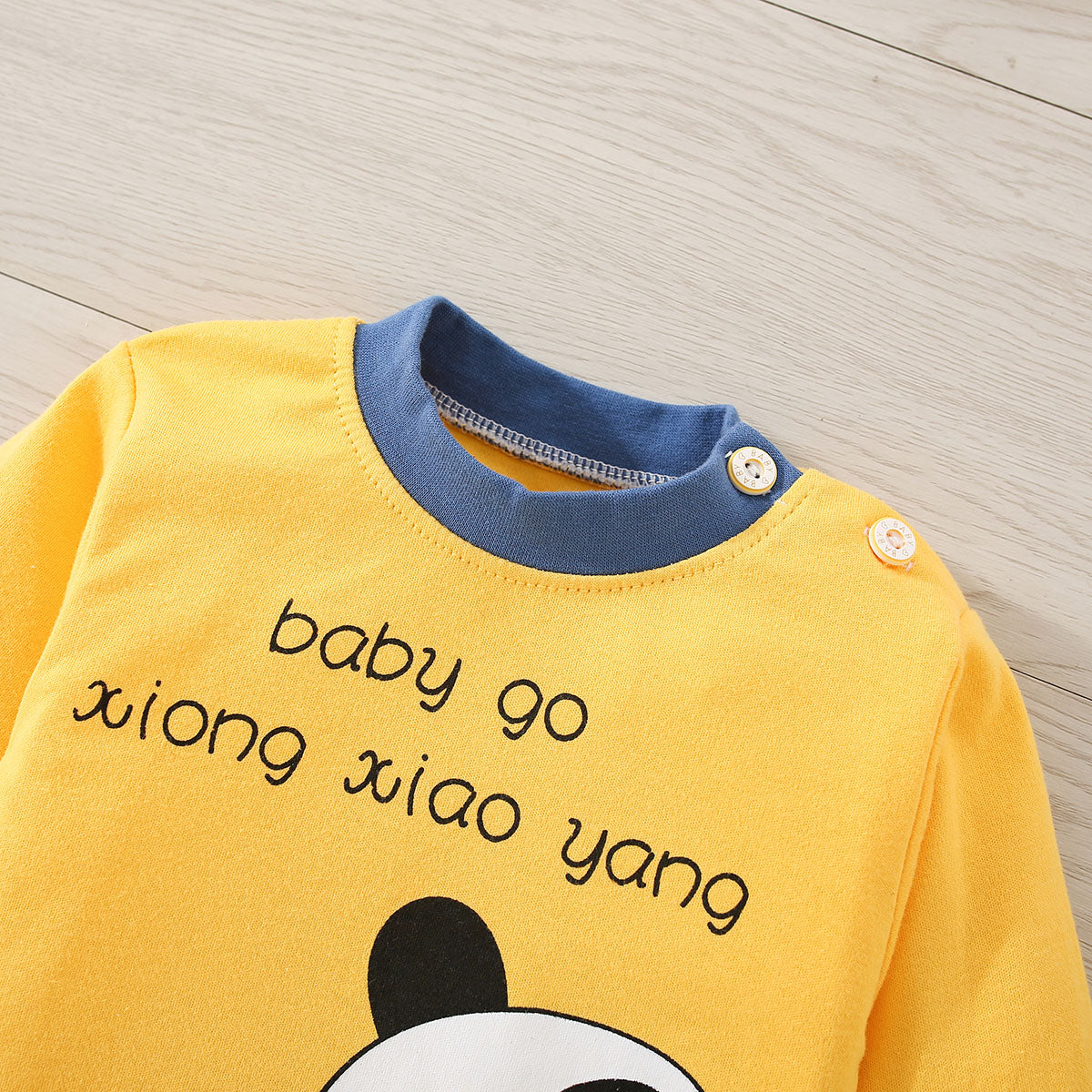 2-piece Toddler Boy Letter and Panda Pattern Long Sleeve Top & Matching Pants