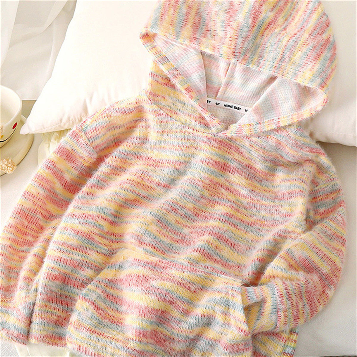 Children's knitted hooded sweater autumn and winter girls cute coat