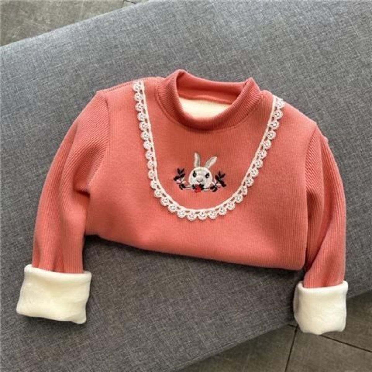 Girls Plus Velvet Bottoming Shirt New Children Autumn and Winter Little Girls One-piece Velvet Warm Winter Tops