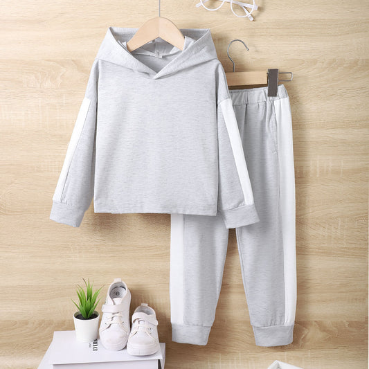 Solid color stitching sweatshirt suit