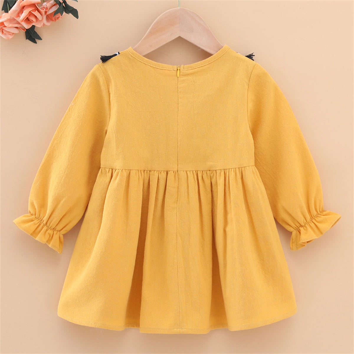 Girls round neck lace patchwork dress