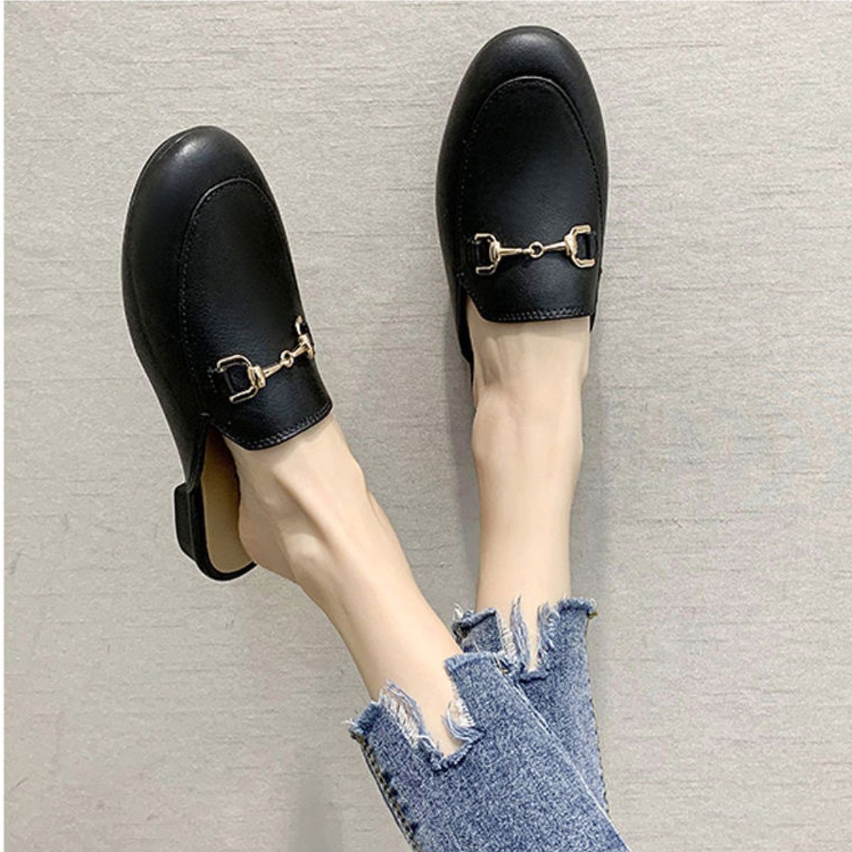 Women's casual fashion outerwear closed toe half slippers