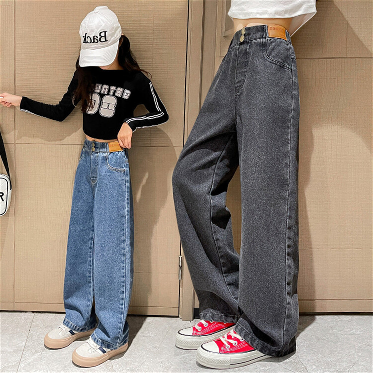 Girls' loose straight pants autumn style jeans