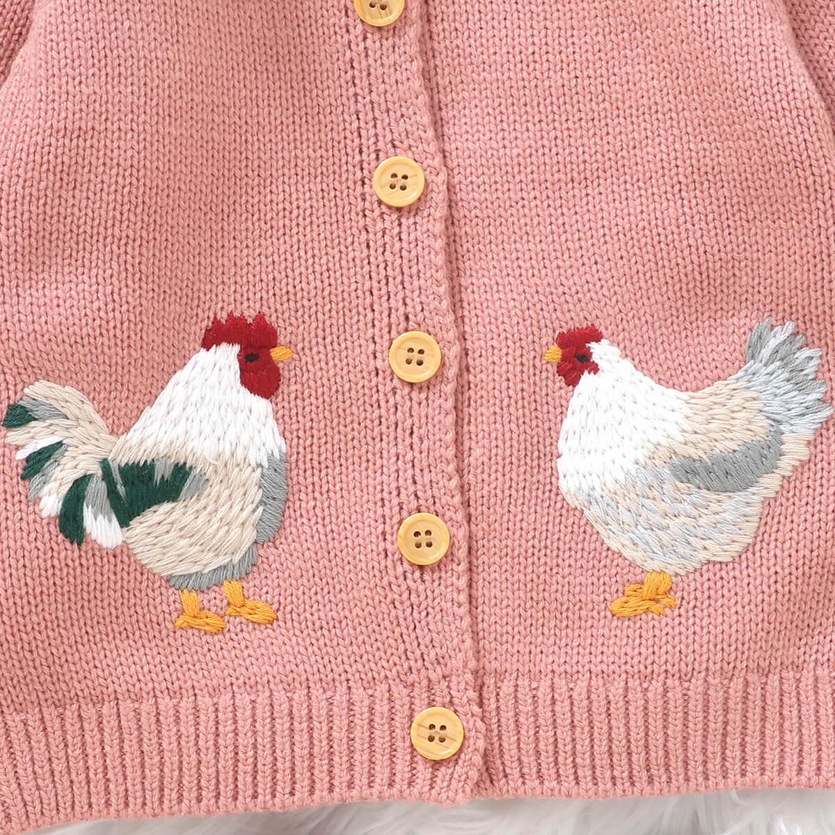 Infant and Toddler Knitted Cute Chick Embroidery Baby Jacket Cardigan