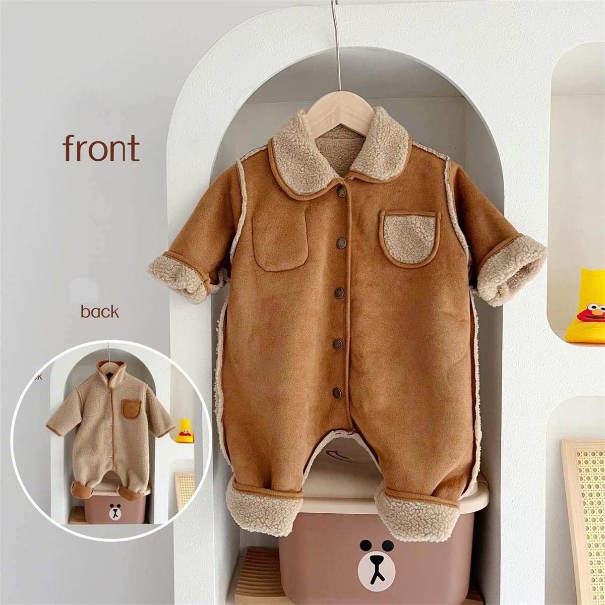 Double-sided warm autumn and winter baby romper