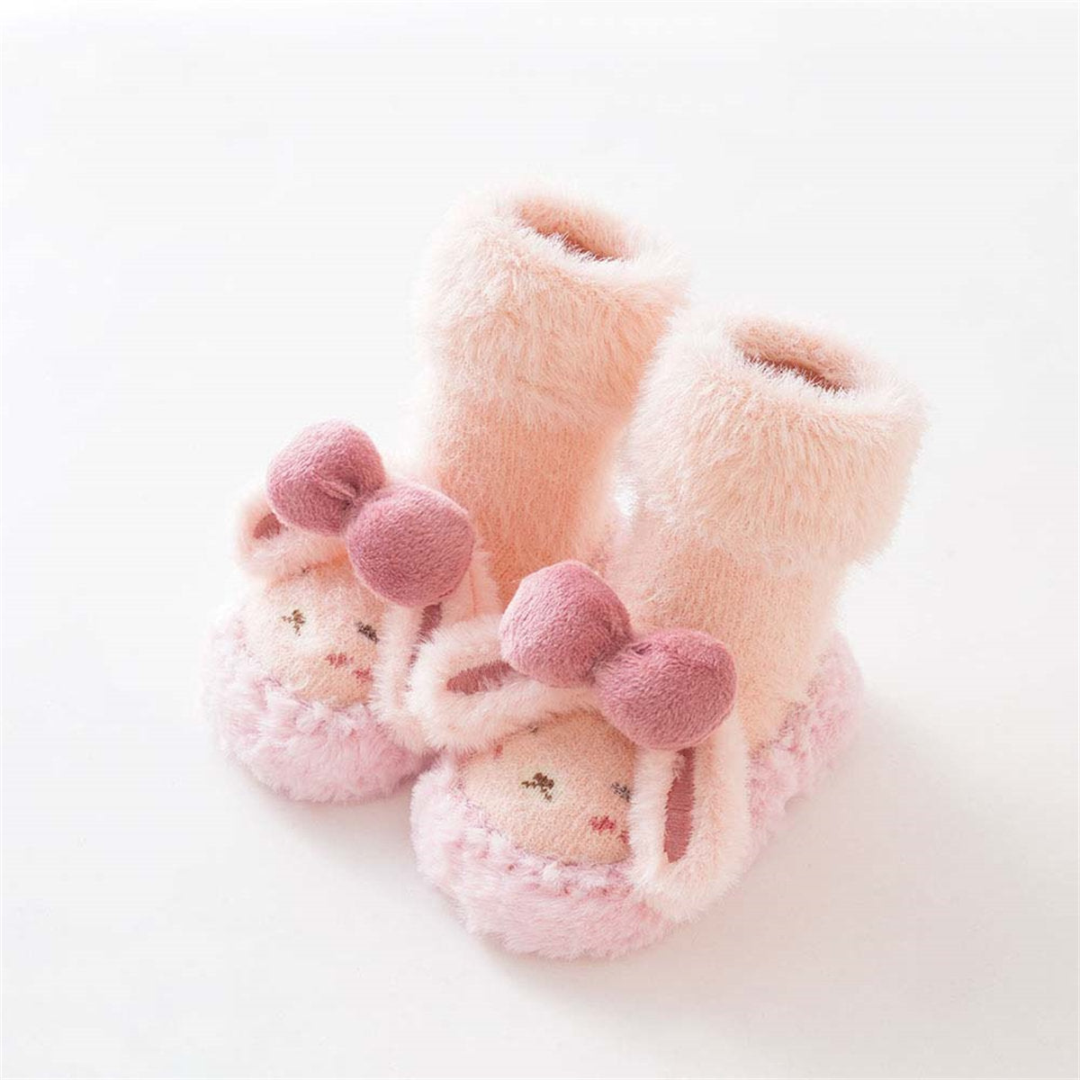 Children's autumn and winter cute plush animals warm breathable soft bottom baby socks