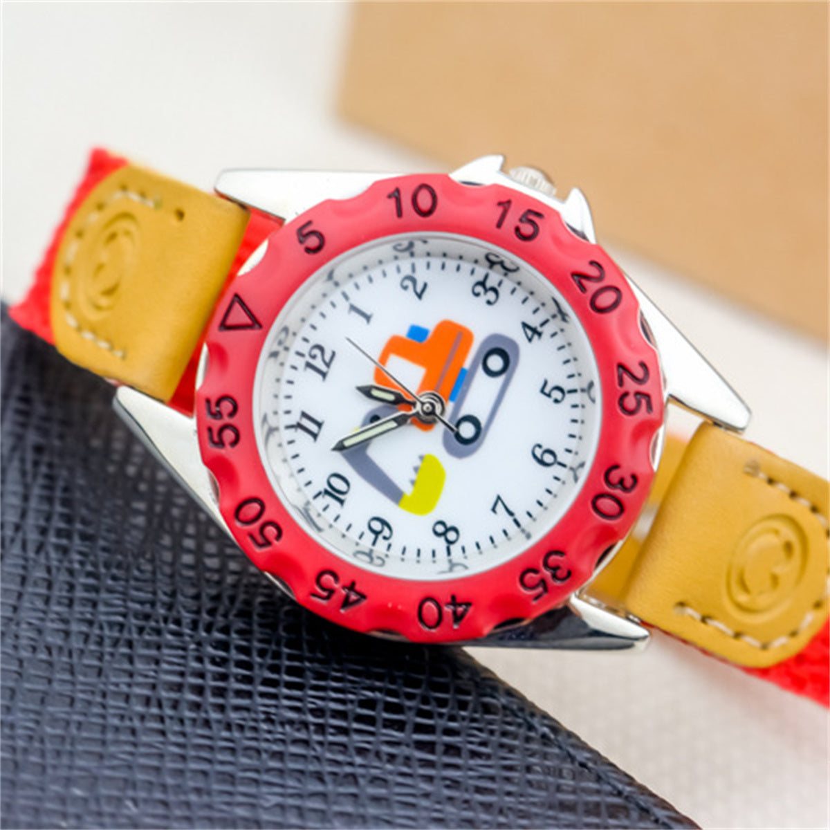 Children's cute excavator canvas breathable trendy luminous electronic watch