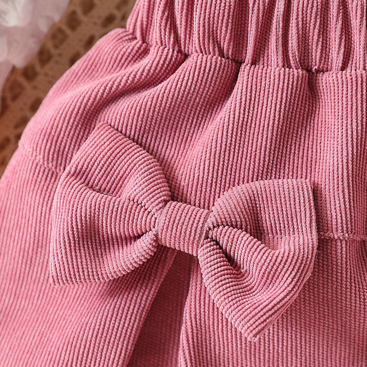 2 Pack Baby Girls Casual Cute Popcorn Texture Fabric Bubble Long Sleeve Round Neck Triangle Bodysuit and Decorative Three-Dimensional Bowknot Short Skirt Winter