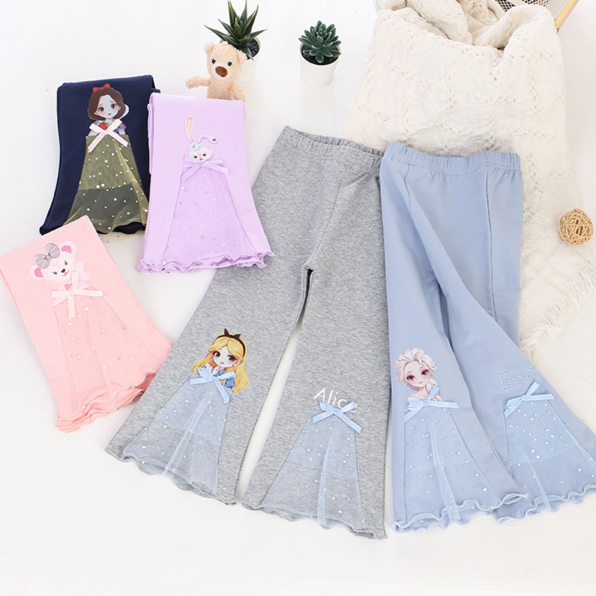 Spring girls bell bottom pants Spring and autumn new children's outerwear pants little girls all-match trousers