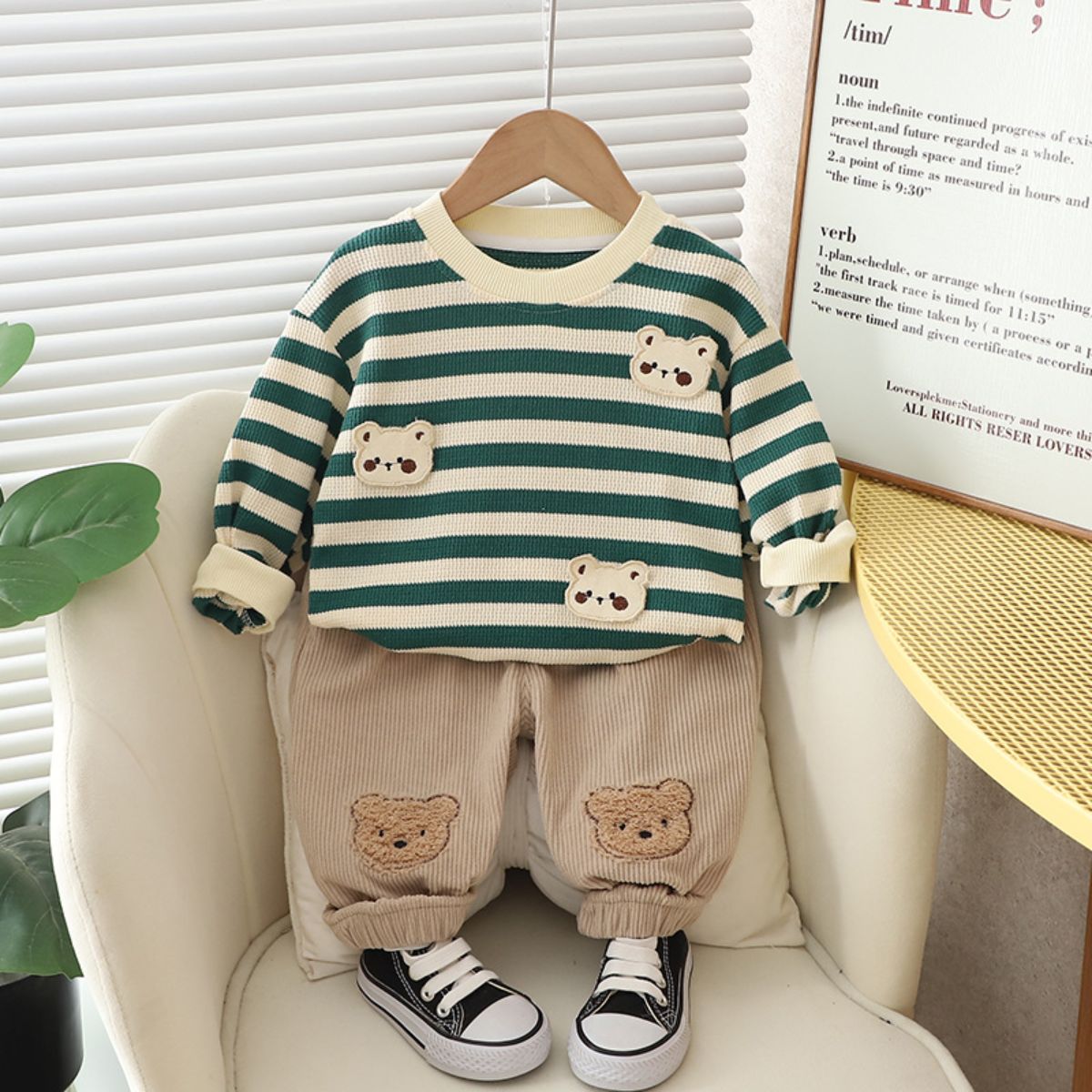 Boys spring and autumn suits new style infant children's clothing autumn style baby boy striped long-sleeved two-piece suit