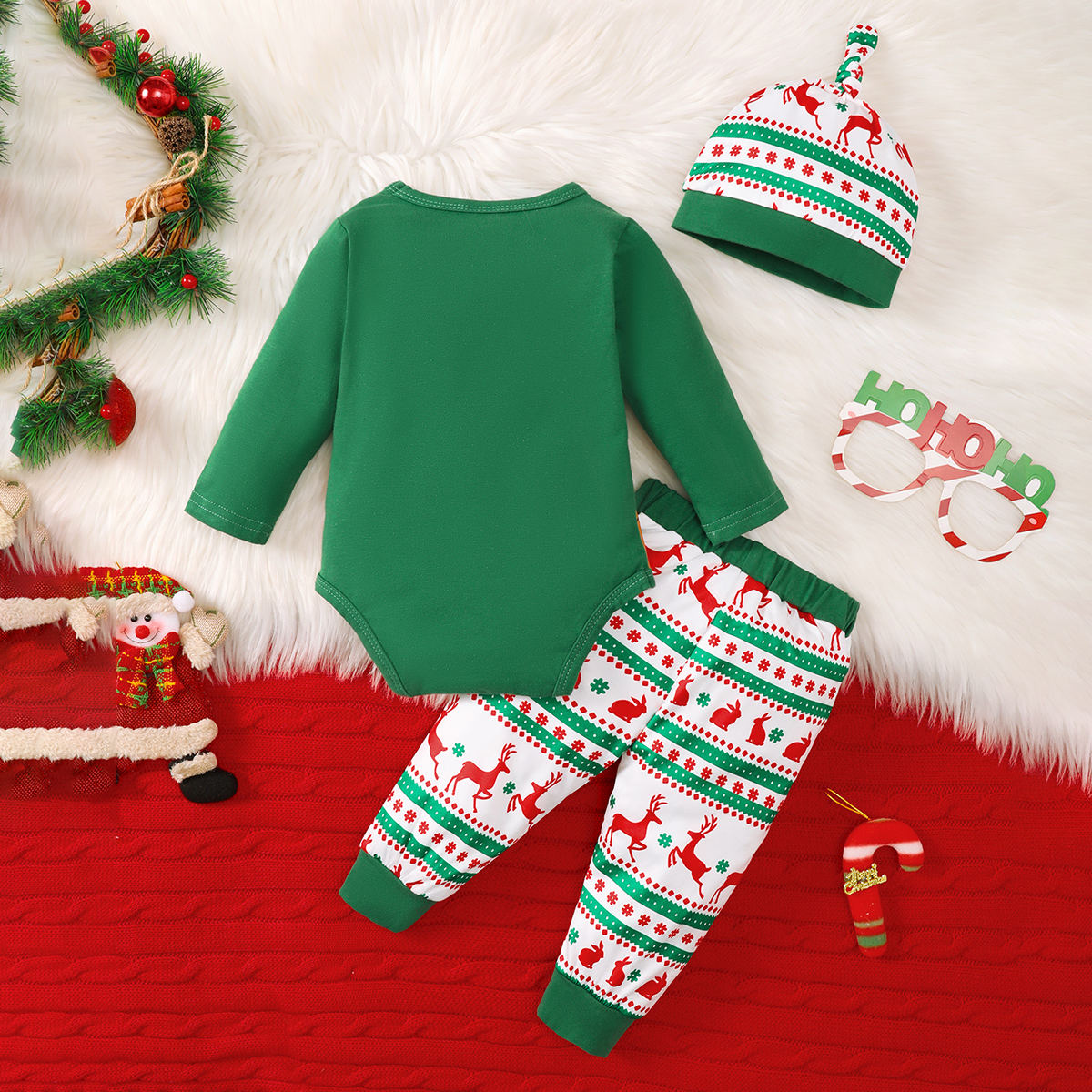 Santa Claus Print Romper Set