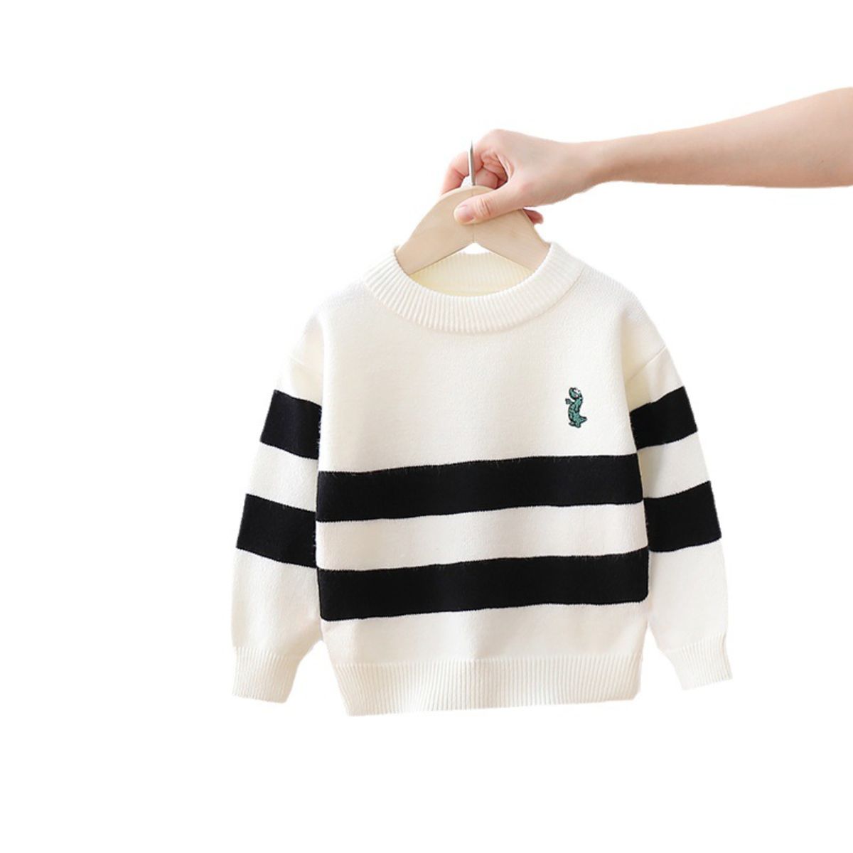 Children's sweater girl new style baby warm autumn and winter wool top boy knitted striped pullover