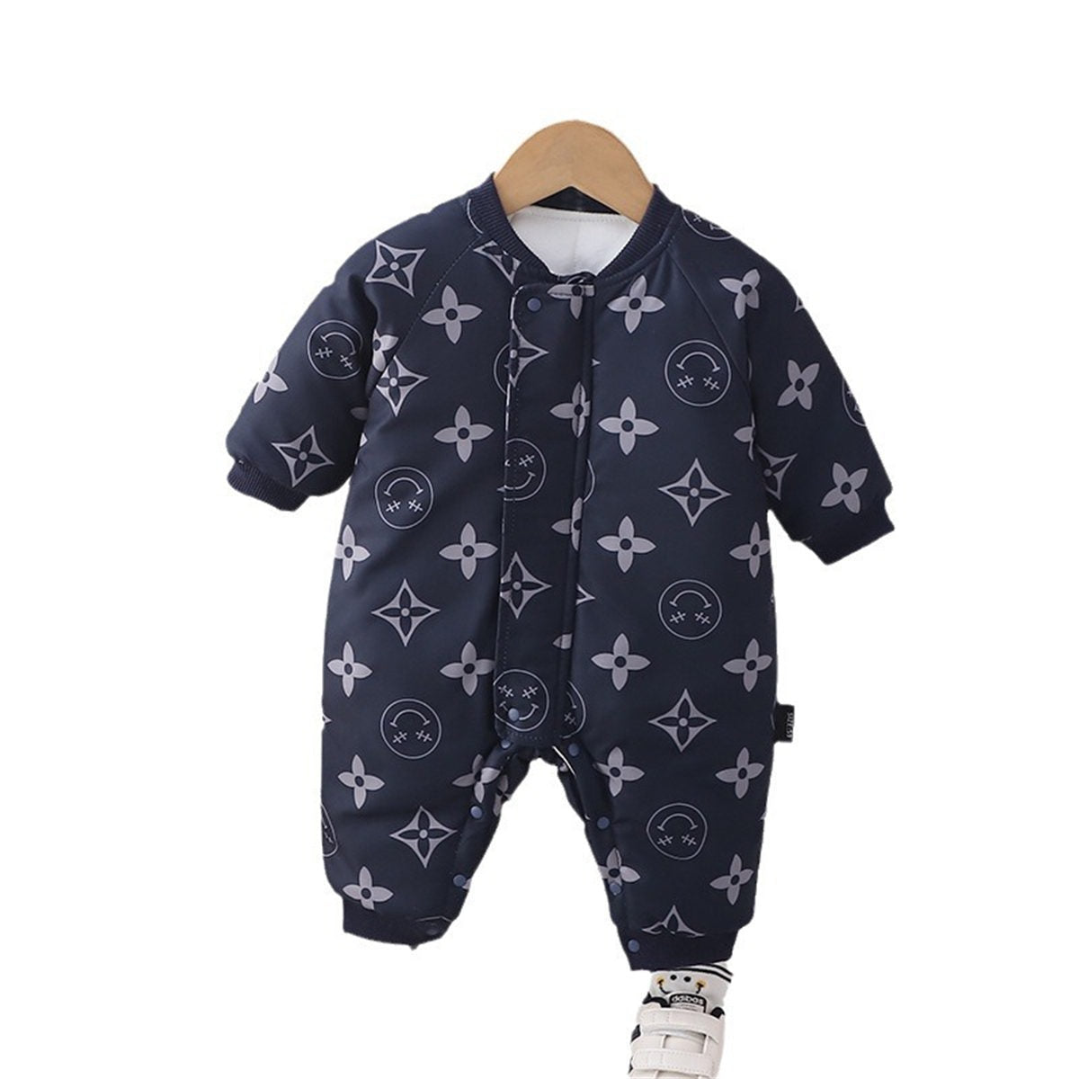 Baby winter thickened printed down cotton jacket romper