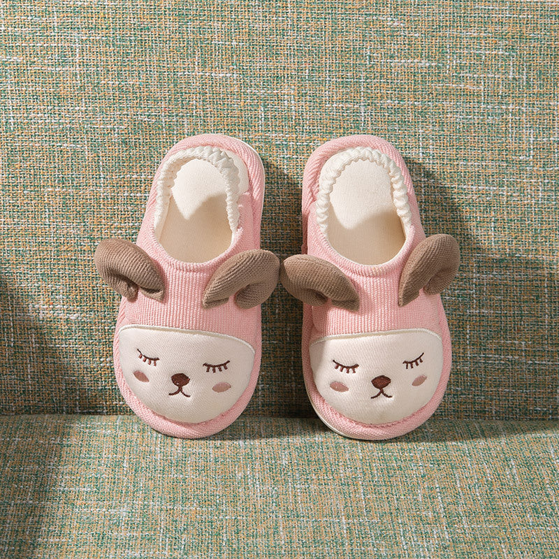 Children's spring and autumn cute pattern back strap soft bottom cotton slippers