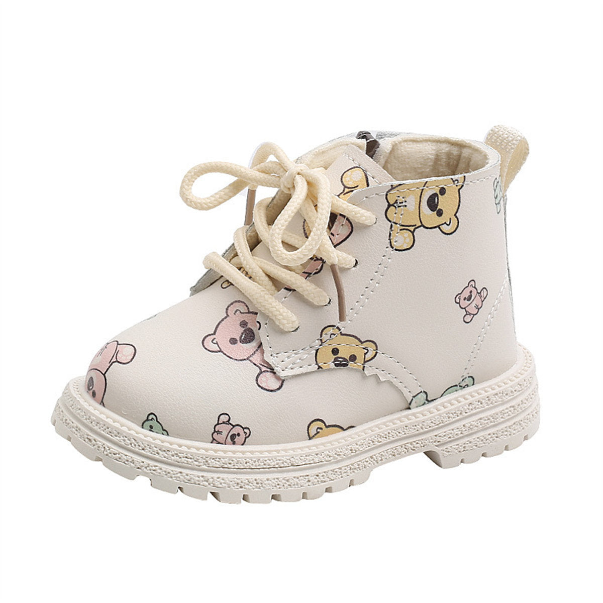 Children's and girls' autumn and winter plus velvet cartoon bear waterproof and non-slip Martin boots