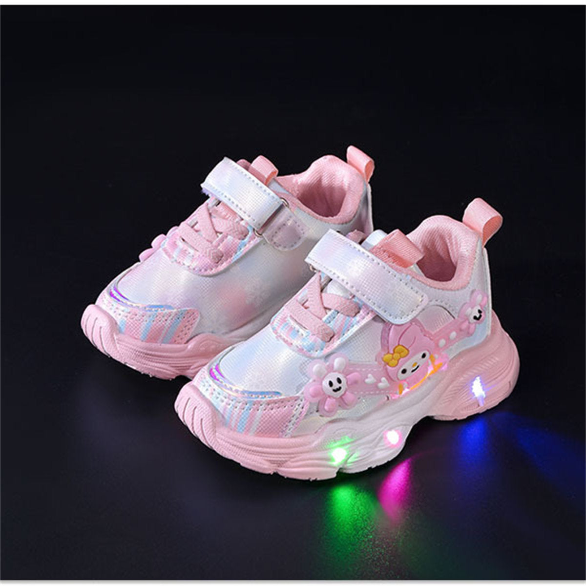 Children's girls' Sanrio cute cartoon style soft sole breathable luminous LED sports shoes