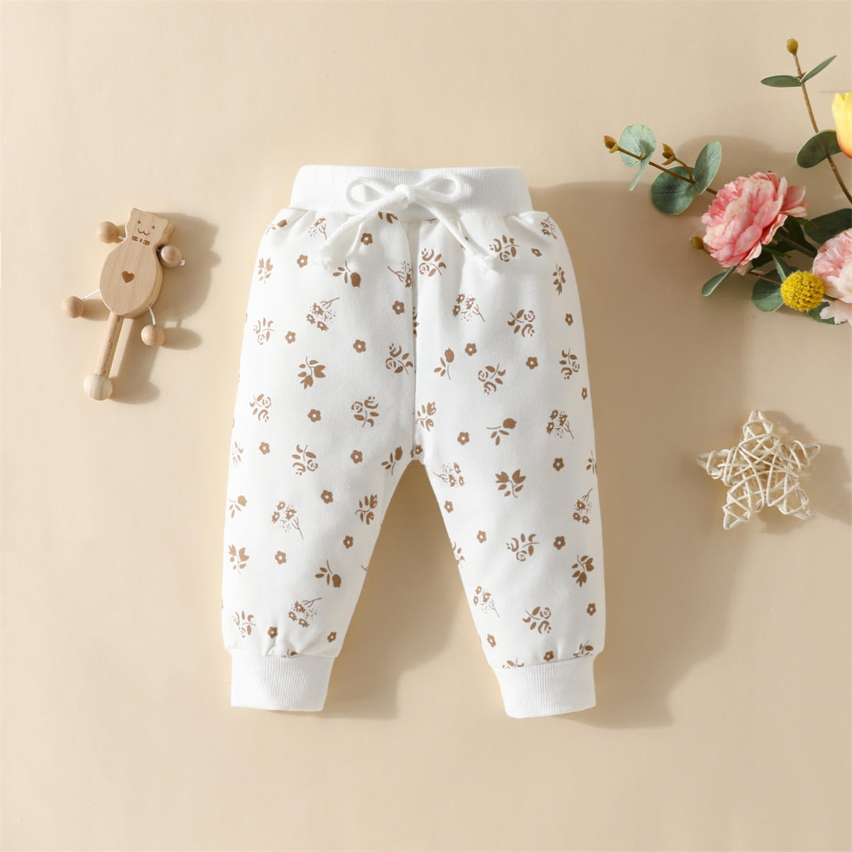 Infant Clothing Flower Long Sleeve Ruffle Top Pants Girls Set